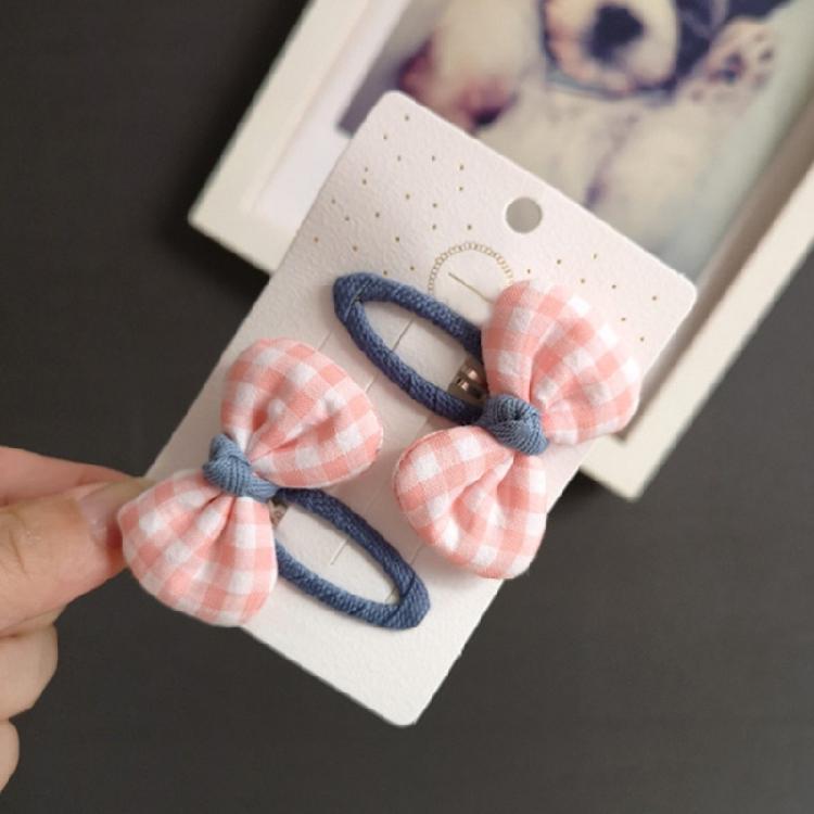 Lovely Flower Hair Clip Plaid Bow Snap Clip Non Slip Wrapped Hairpins for Kids