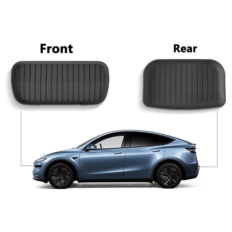 Für Tesla Model Y Juniper 2025 Vorne Hinten Kofferraummatte TPE Untere Aufbewahrungsbox-Pads Schutzabdeckung Ladeflächenauskleidung Kofferraumwanne Fußmatte