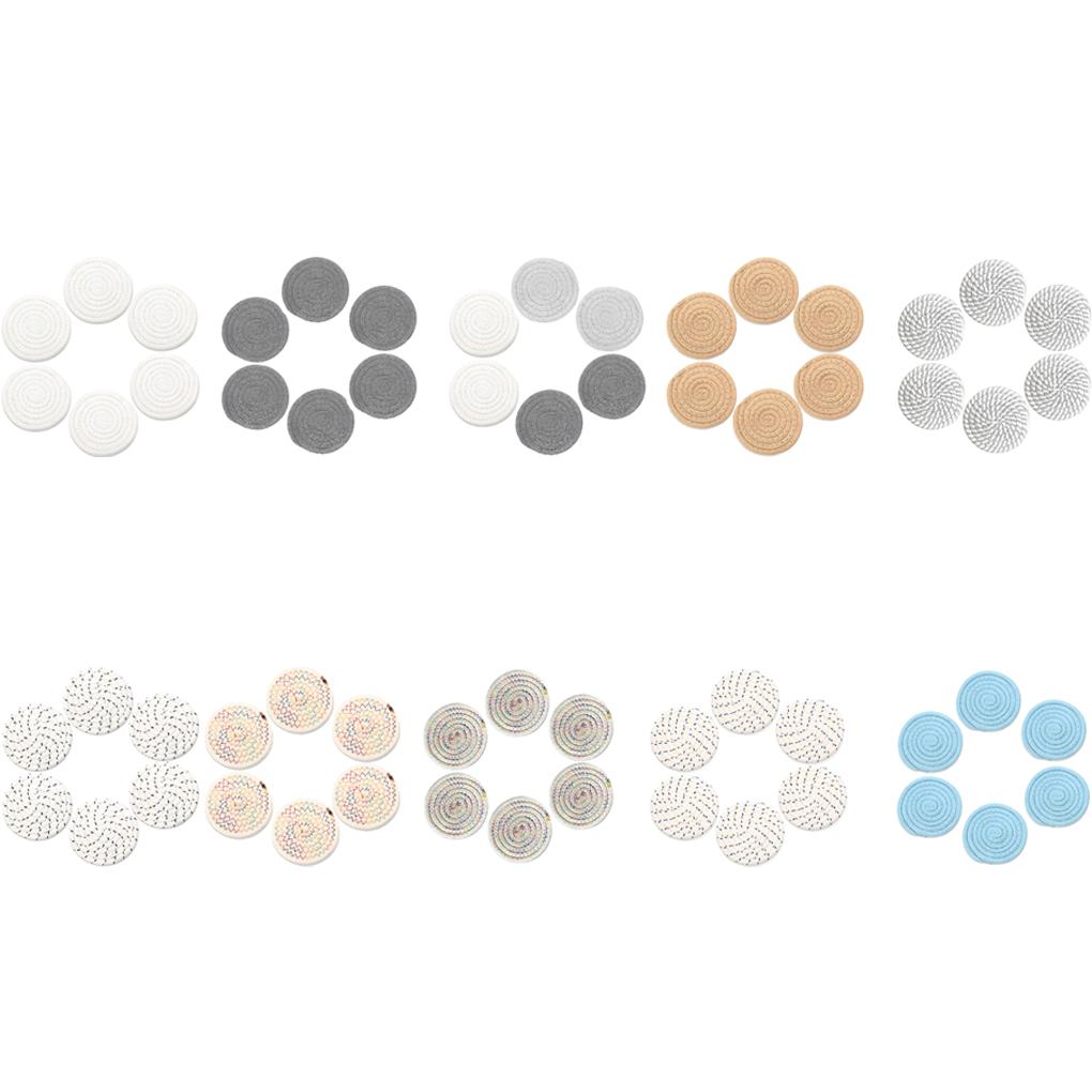 6Pcs Placemats Stain-Resistant Anti-Skid Washable Cup Cushion Round Insulation Pad Braid Coaster Kitchen Supplies Decoration