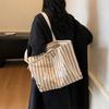 Striped Canvas Bag Women's Summer New Casual Large-capacity Tote Bag Student Class Commuting Shoulder Bag
