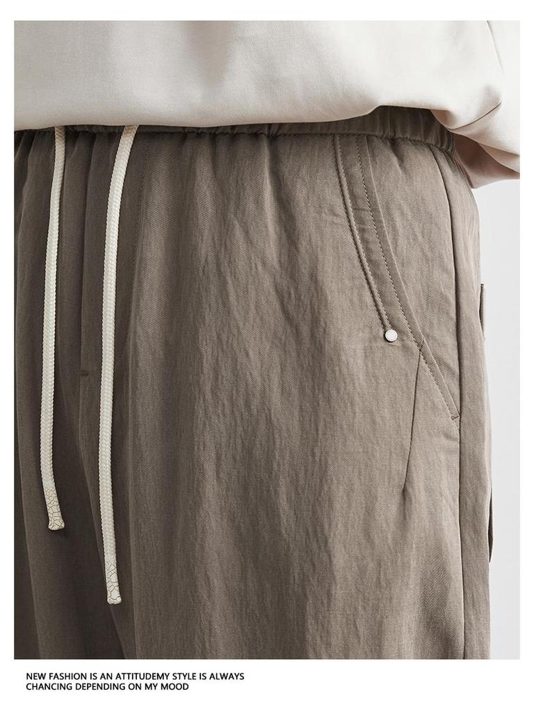 Men's Spring/Summer Loose Straight Leg Ice Silk Trousers - Wide Leg Tencel Drape Casual Pants