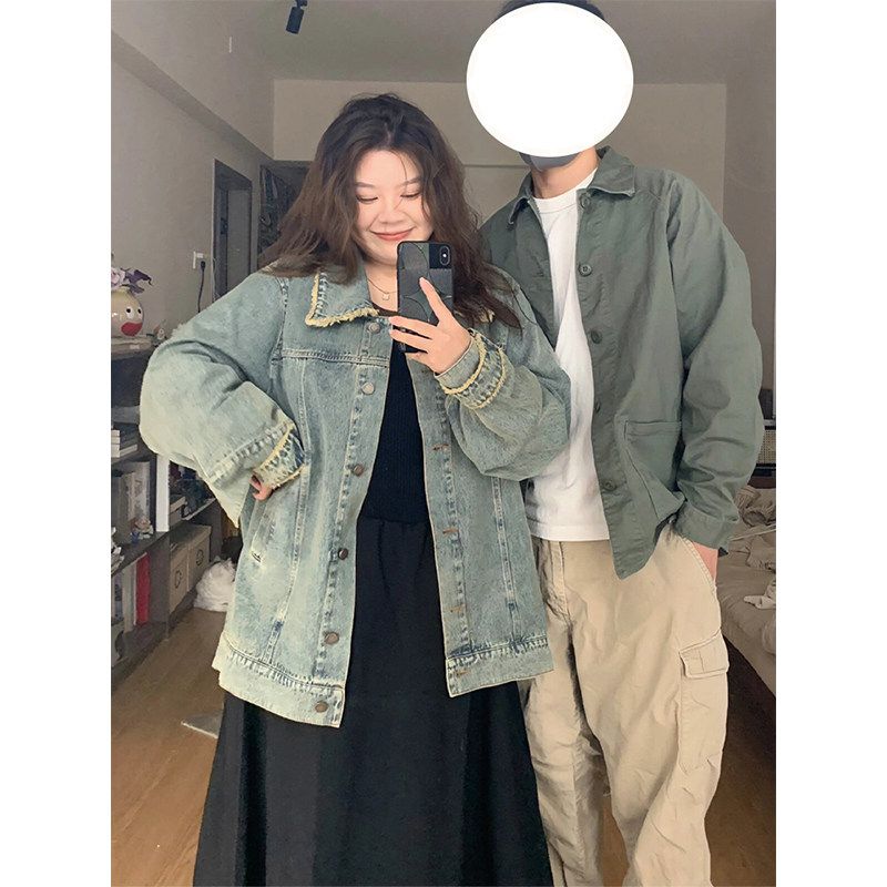 

Plus-Size Women s Vintage Frayed Lapel Denim Jacket for Summer, Trendy and Slimming Jacket Top for Women Blue [High-Quality Fabric] 3XL