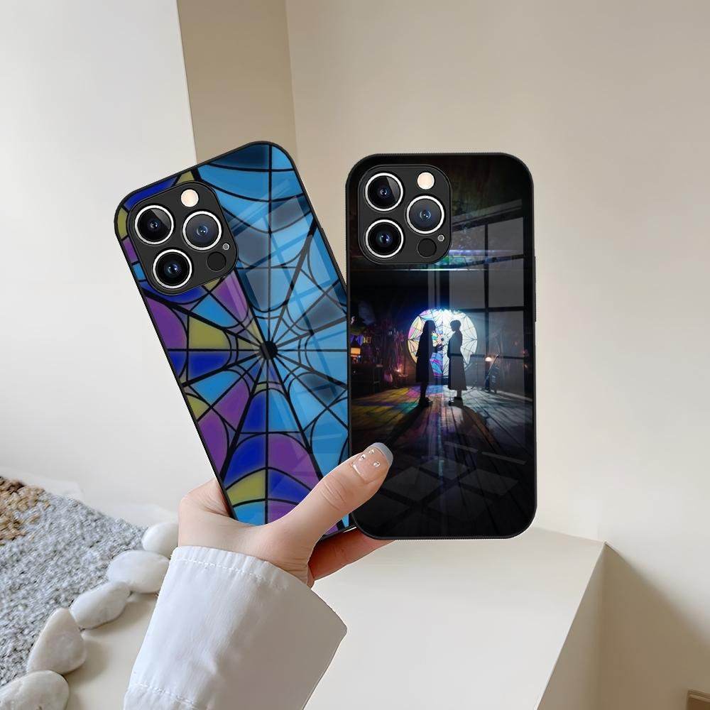 Phone Case Tempered Glass For IPhone 13 17 15 16 14 12 11 Pro Max Plus Mini XR XS SE2020 Coque W-Wednesday Room Window