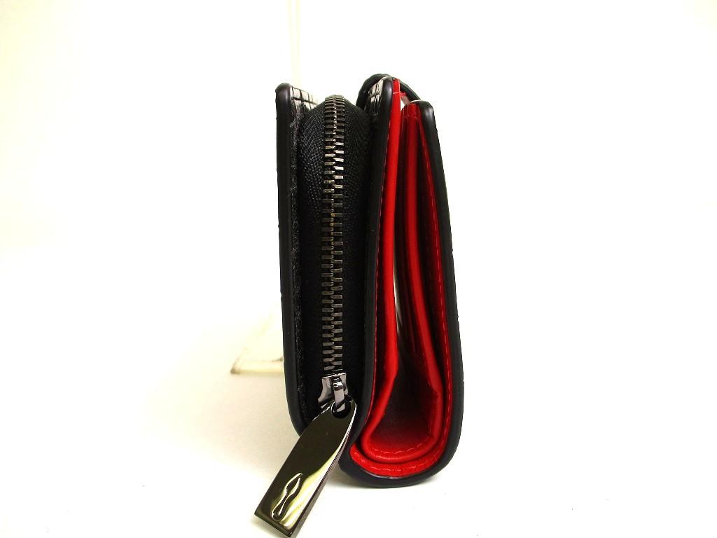 Authentic Christian Louboutin Loubi54 Black Red Leather Bifold Wallet #a911  Refurbished