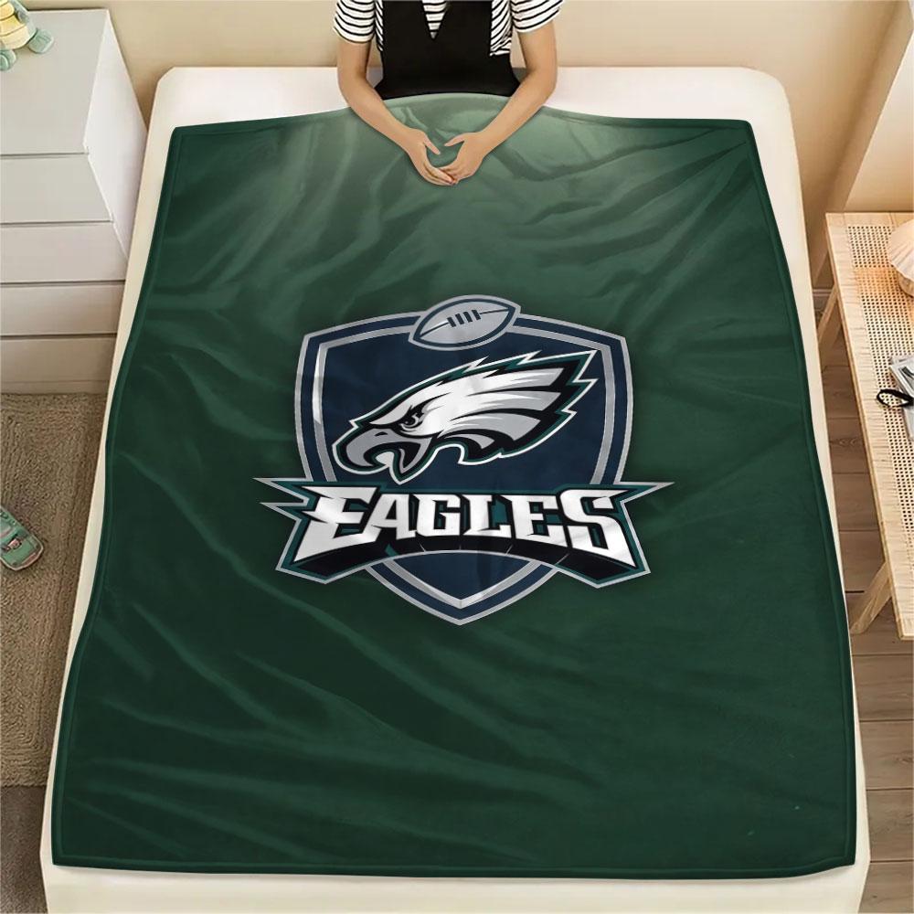 PHI Eagles Printed Flannel Blanket, soft throw for bedroom sofa, washable, fan merchandise, great gift.