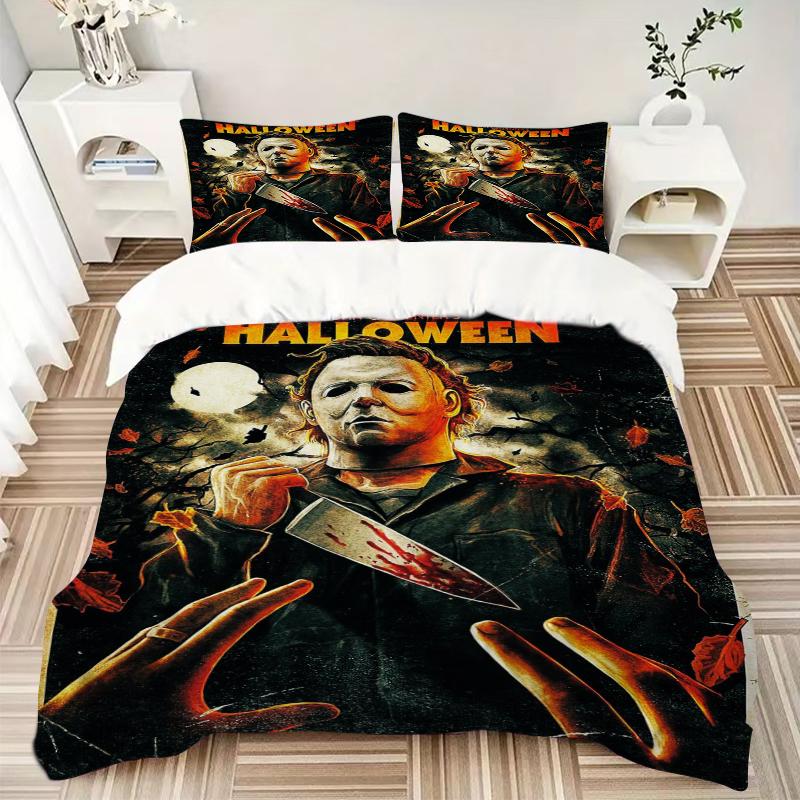 3Pcs Halloween Horror Movie Poster Bedding Sets For All Sizes New 3D Printed Bed Cover Comforter Duvet Cover Pillowcase Bedroom Decoration