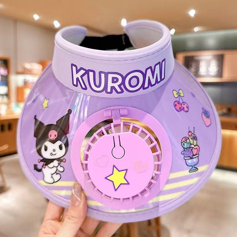 Cappello ventilato estivo per bambini USB Ricaricabile simpatico cartone animato cappello da sole a tesa aperta per ragazzi e ragazze con protezione UV