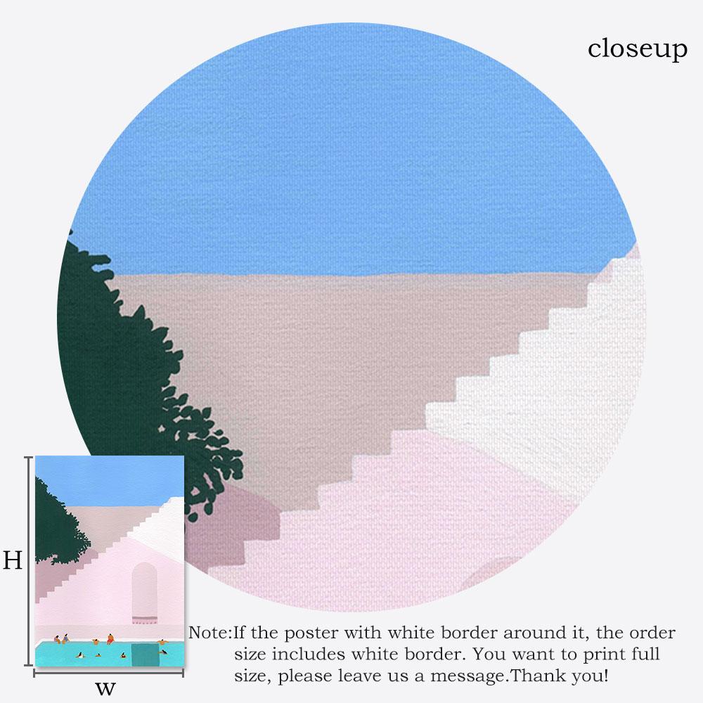 Greece Travel Poster Minimalist Swimming Pool Art Print Nordic Canvas Painting Modern Santorini Wall Picture Bedroom Home Decor