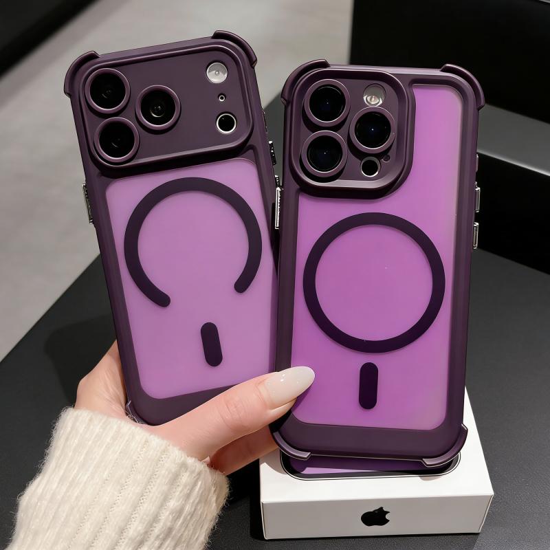 Luxury Shockproof Armor For Magsafe Case For iPhone 17 Air 16 15 14 Pro Max Wireless Charge Magnetic Matte Clear Hard Cover