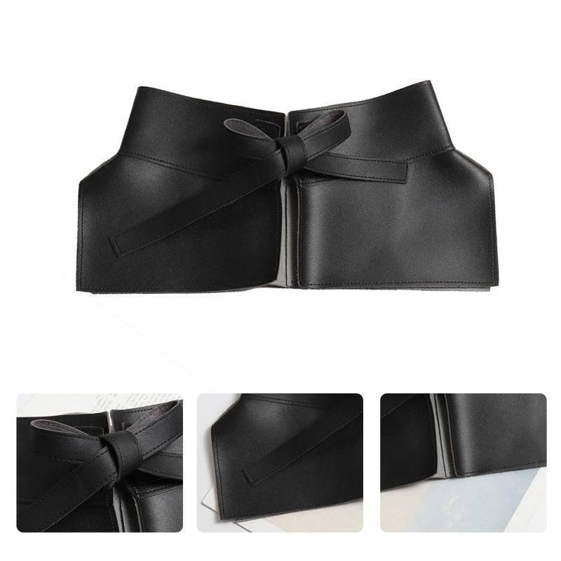 Women Dress Belt Fashion Chic Pu Leather Pleated Skirt Peplum Cincher Belt Wide Waistband Skirt Belt Leather Cummerbunds