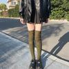 Japanese Women Elastic Over Knee Socks Student Slouch Top Rib Knit Long Stocking