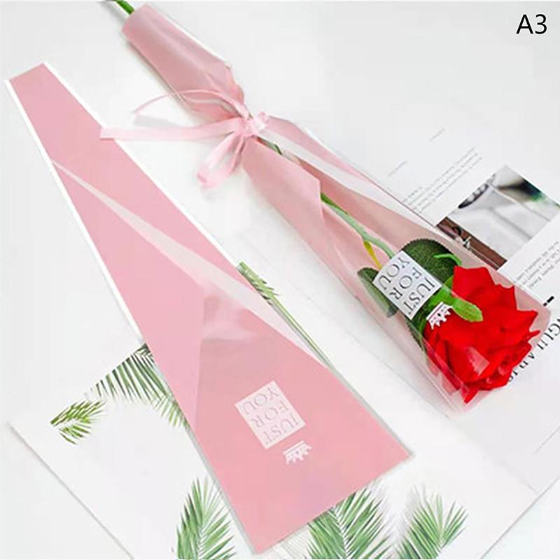 50Pcs Single Rose Sleeves Flower Wrapping Bag Bouquet Packaging Bags Clear Cellophane Floral Wrappers For Valentine'S Day