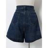 Denim Shorts for Women 2023 Summer Dark Blue Wide Leg High Waist Loose Jeans Shorts Femal Solid All-Match Half Pants