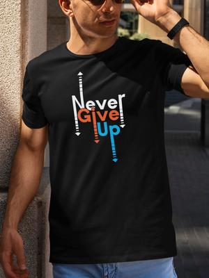 New Arrival"Never Give Up Arrow Pattern Men's Casual Cotton T-Shirt - Motivational Graphic T Shirts Y2k Clothes