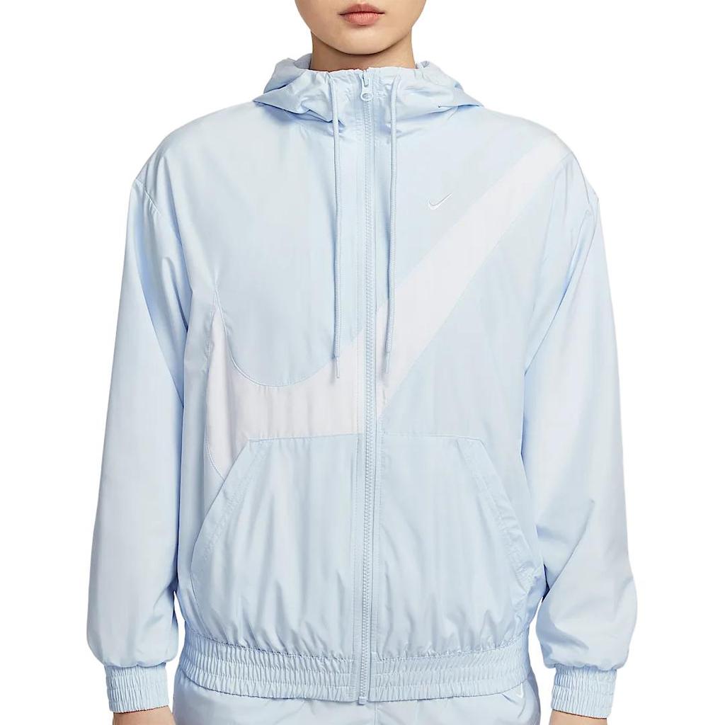 Nike Sportswear Classics Logo UPF 40+ Sun Protection Loose Fit Zip-Up Hooded Long Sleeve Jacket Women jackets Purple-Blue White HM8972423