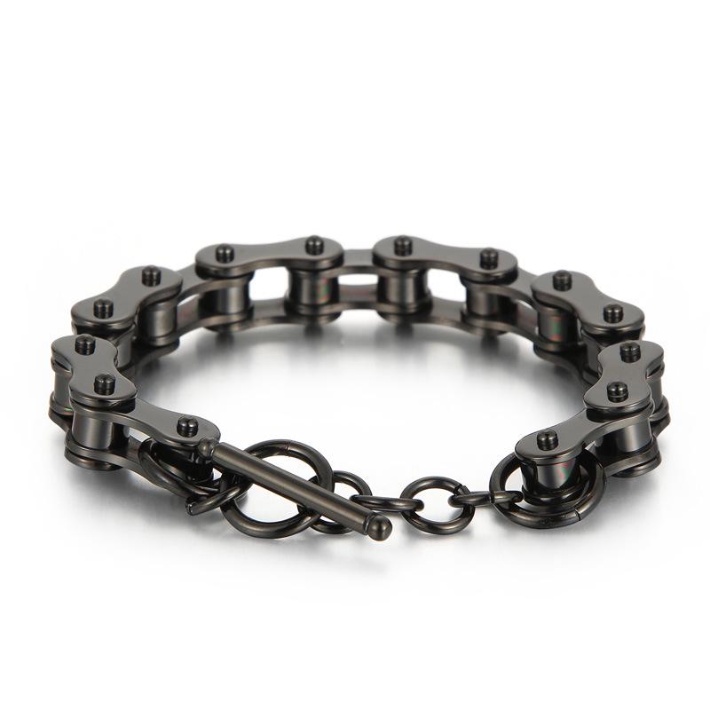 Engravable Gold Men's Stainless Steel Bracelet - European & American Minimalist Hip-Hop Style