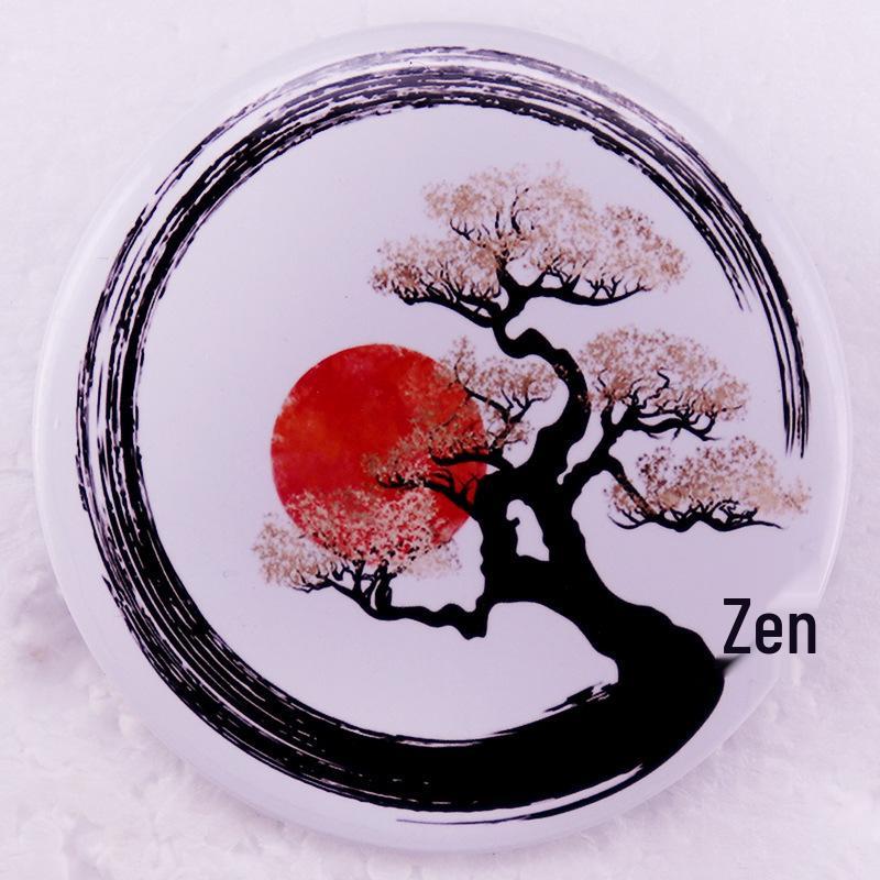 Zen Ink Wash Circle & Bonsai Tree Pin Badge белый