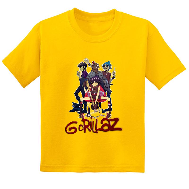 Hot-selling Gorillaz Rock Band Printed Summer Fashionable Pure   Short-sleeved T-shirt for Boys and Girls