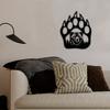 Farmhouse Style Wall Art Metal Hollow Out Bear Art, Rustic Forest Landscape Hanging Sculpture with Paw Handmade Wooden Decoration Prints,