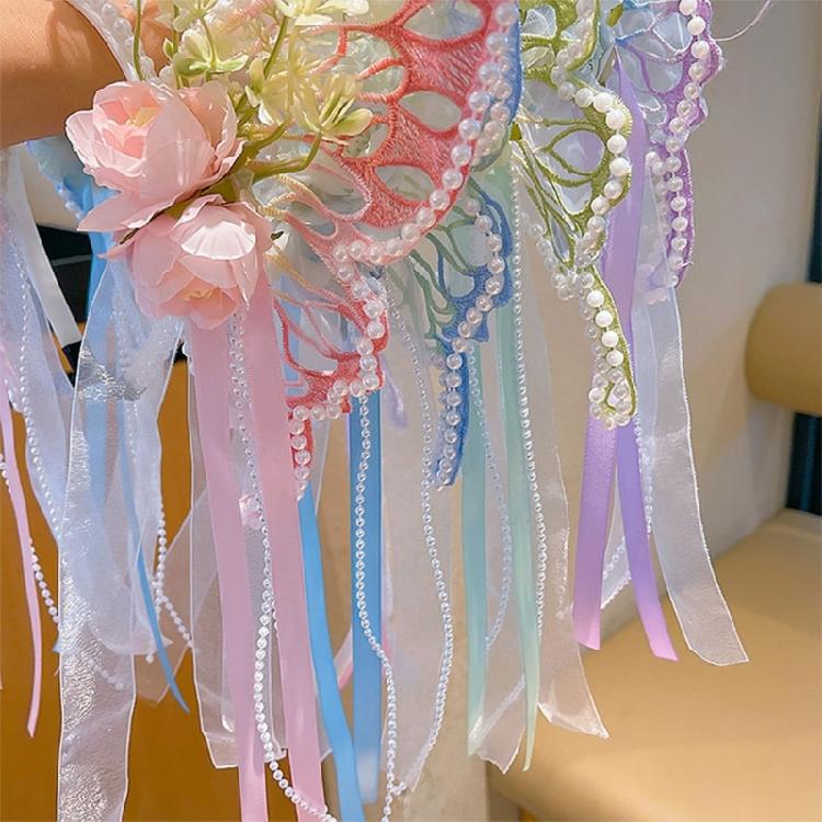 Pearls Headband Butterfly Ribbon Pageant Prom for School Play Stage Props