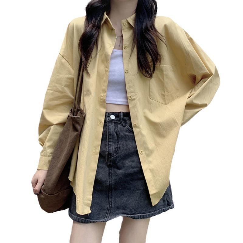 Wiosna 2024 Damska Bluzka w Koreańskim Stylu Luźna z Długim Rękawem Modna