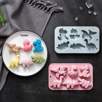 Silikon 6-Höhlen Dinosaurier Gelee-Formen Für Schokolade Dinosaurier Seifenformen Zum Backen Dessert Cupcake Topper Kuchen Dekoration