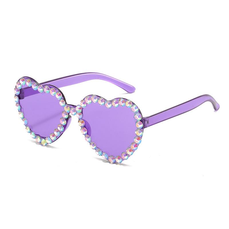 Ladies' Trendy Glasses Decorative Heart Shaped Sunglasses Uv400 Sunglasses Uv400 Diamonds Studded Sunglasses For Wedding Party