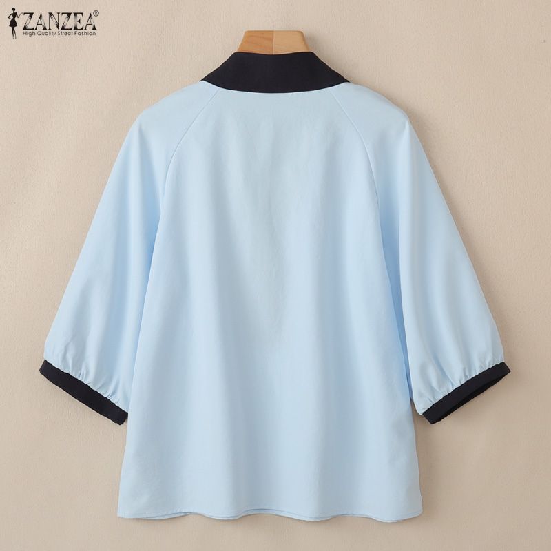 ZANZEA Women Casual V-Neck Half Sleeve Loose Blouse