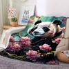 1pc Panda, Cherry Blossom Blanket Lightweight Blanket Throw Blanket For Sofa, Bed, Travel, Camping, Livingroom, Office, Couch, Chair yy251010099