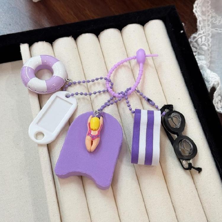 Swimmer Accessory Keychain Charm with Mini Pool Inspired Details, Bag Hanging Accent for Daily Carry and Key Storage