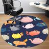1pc Cats Pattern Office Round Area Rug, Under Office Chairs Bedroom Living Room Home Decor, Room Deco