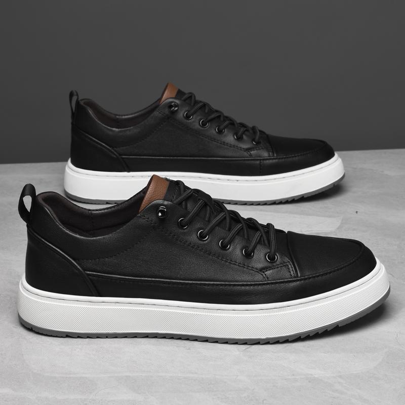 Fashion 2025 Classic Brand Wear-resistant Sole Men's Genuine Leather Shoes Elegant White Trend Men's Business Casual Shoes Versatile