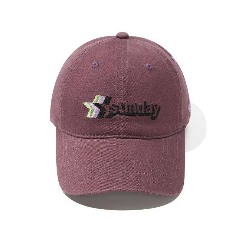 Tide Brand Color Matching Embroidery Baseball Hat Men's Wide Brim Modified Face Cap Outdoor Sunshade Versatile