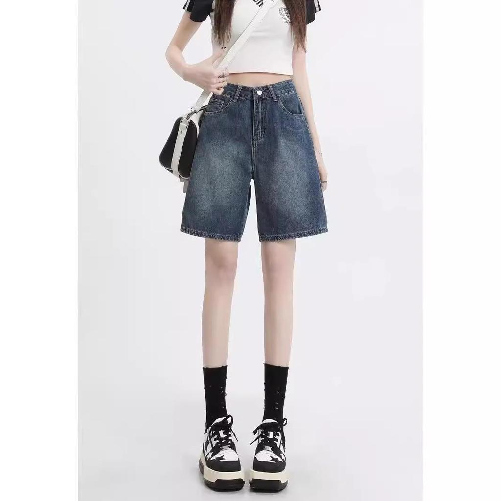 Retro Washed Wide-Leg Women's Casual Denim Shorts
