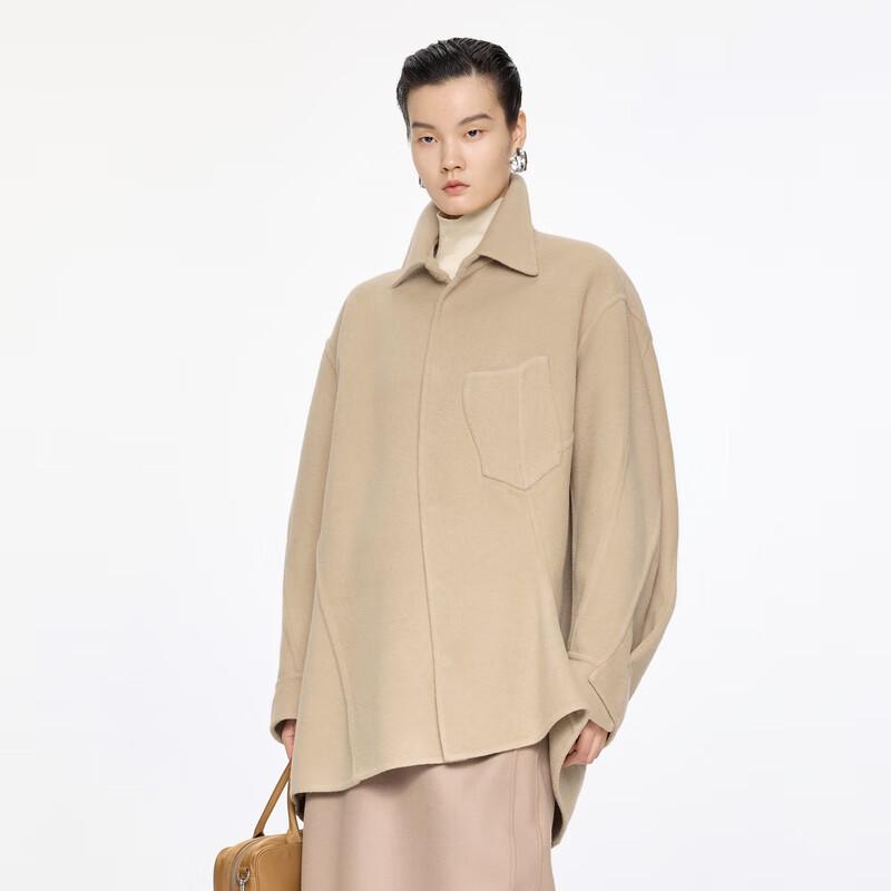 JNBY 2024 Winter Wool Blend Shirt Collar Coat