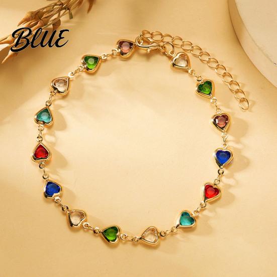 Rust-free Bracelet Cubic Zircon Heart Beaded for Women Trendy Jewelry