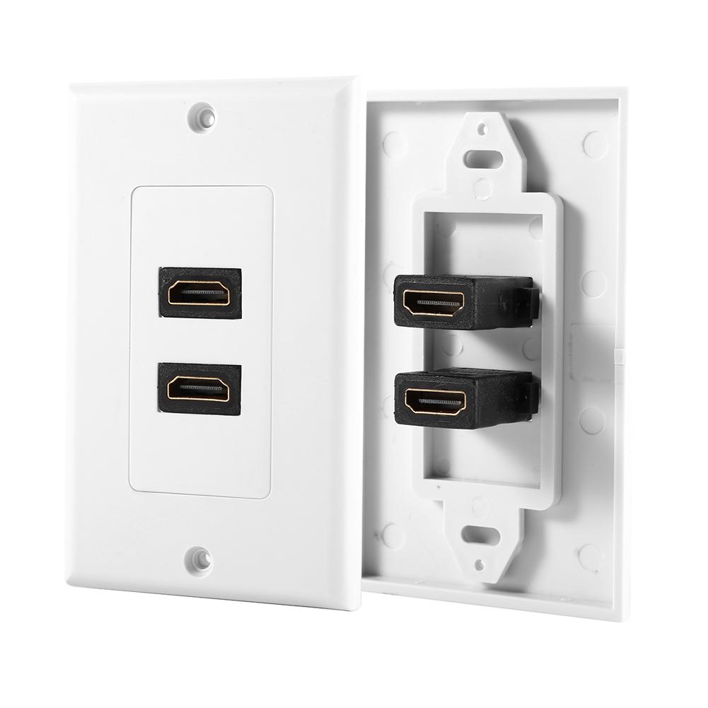  2-fold  Wall Cover 2 Ports  Socket  Wall Plate with Gold-plated High-speed Connections for Home Cinema TV 
