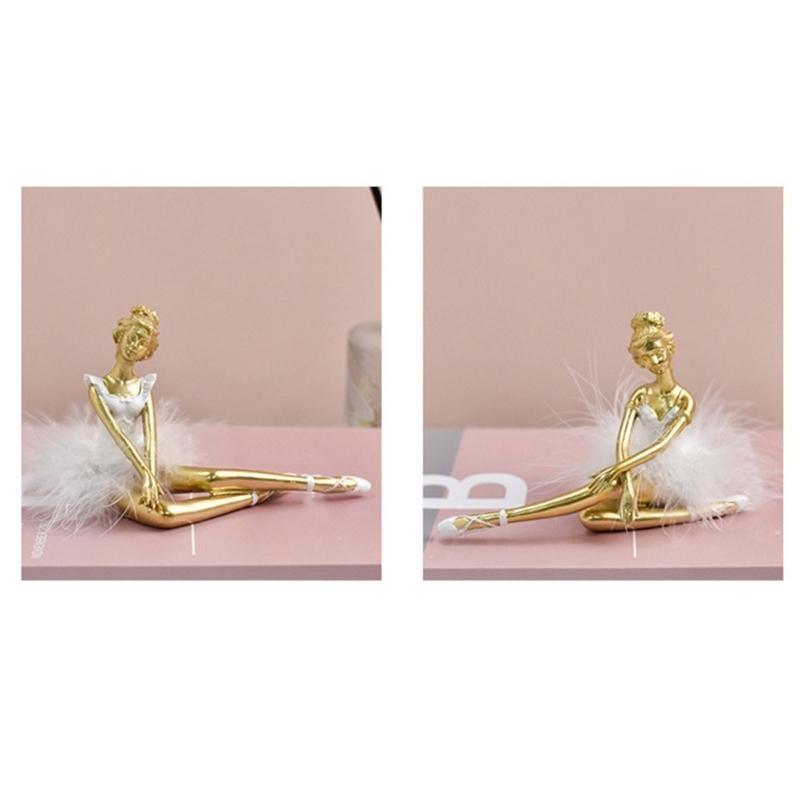 Artistic Resins Ballet Girl Figurine Ballerinas Sculpture Dancing Lady Statue for Desk or Book Shelf Display Ornament