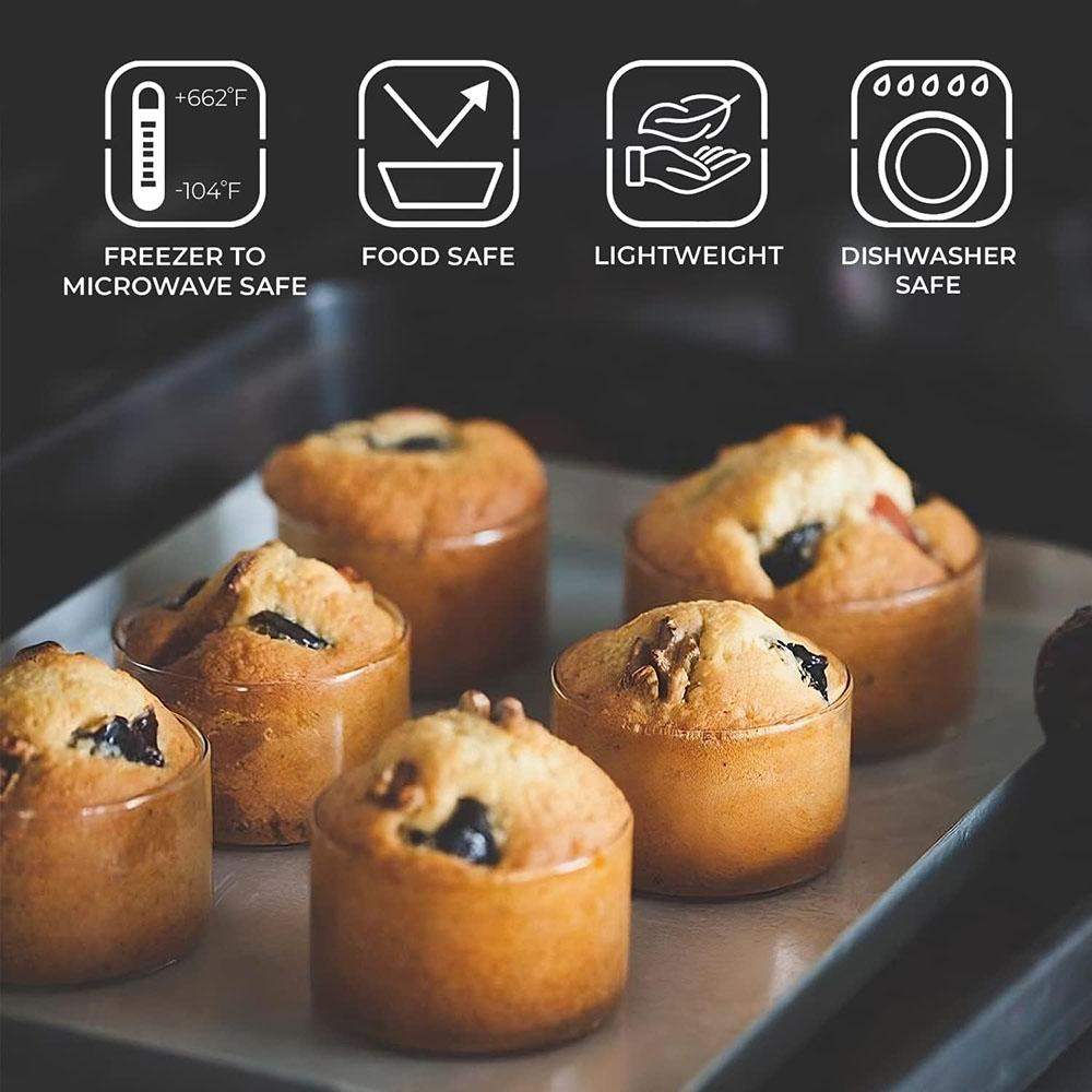 Small Glass Bowl for Dessert,Mini Ramekins for Baking,Lightweight Borosilicate Glass,Clear Glass Bowls for Serving Dips Sauce