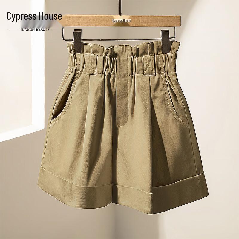 Women s Elastic Waist High-Waist Wide-Leg Cargo Shorts XXL
