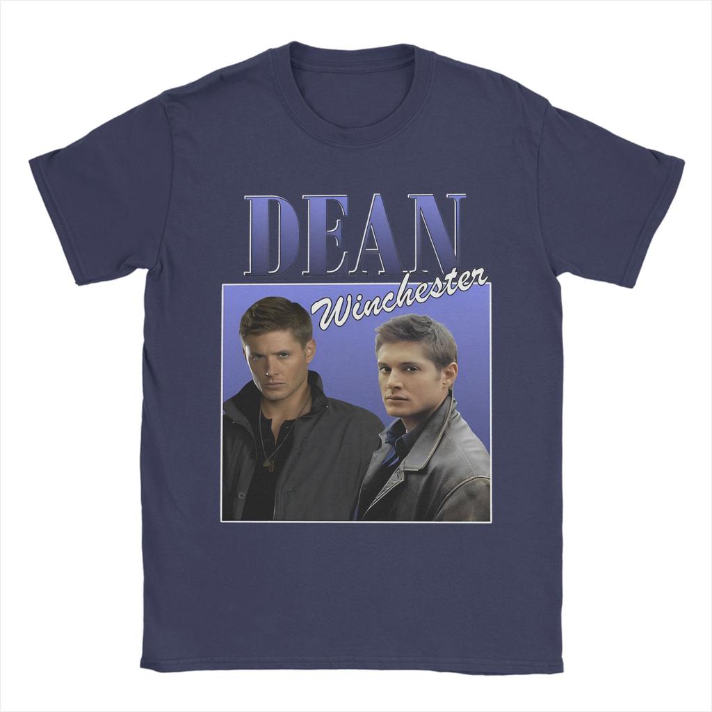 Leisure Supernatural Dean Winchester Tshirt Crewneck Short Sleeve Tops Shirts Movie TV Series Cotton Summer Tops Shirts