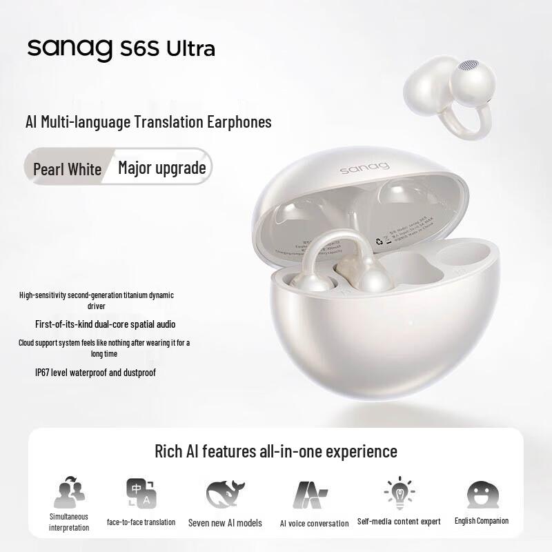 SANAG S6S Ultra Open-Ear Sport AI Translator Bluetooth Earbuds