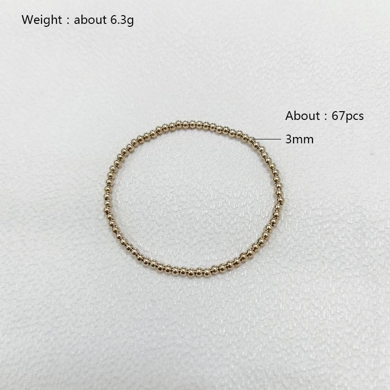 Fashion Jewelry Gold Plated Waterproof Metal Ball High Quality Smooth Diameter 3/4/6/8mm Elastic Stainless Steel Bracelet