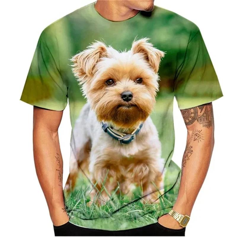 Yorkshire Terrier Pet Dog 3D Print T-Shirts Streetwear Men Women Fashion Short Sleeve T Shirt O-Neck Kids Tees Tops Clothing