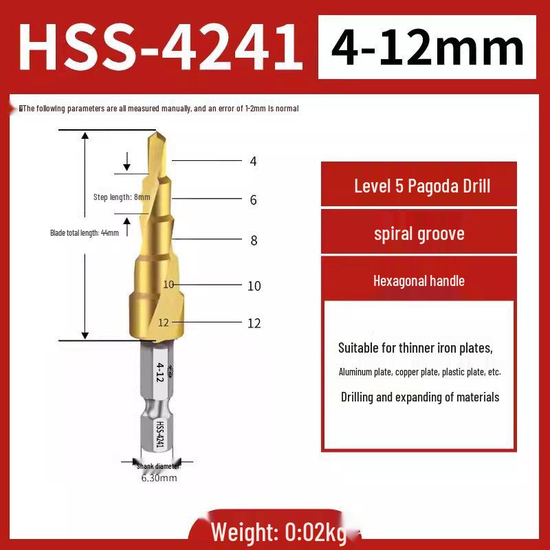 Tiangong Pagoda High-Hardness Universal Step Drill Bit Set for Stainless Steel