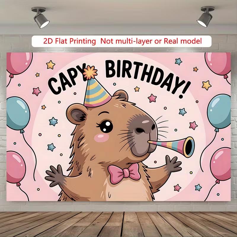 2D Kawaii Capybara Toddler Birthday Bedroom Tapestry