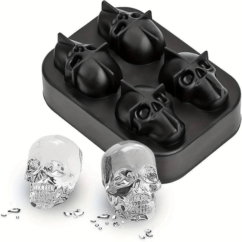 Skull Ice Hockey Mold Silicone 3D Flexible Ice Cube Tray Horror Skull Cocktail Ice Hockey Making Creative and Interesting