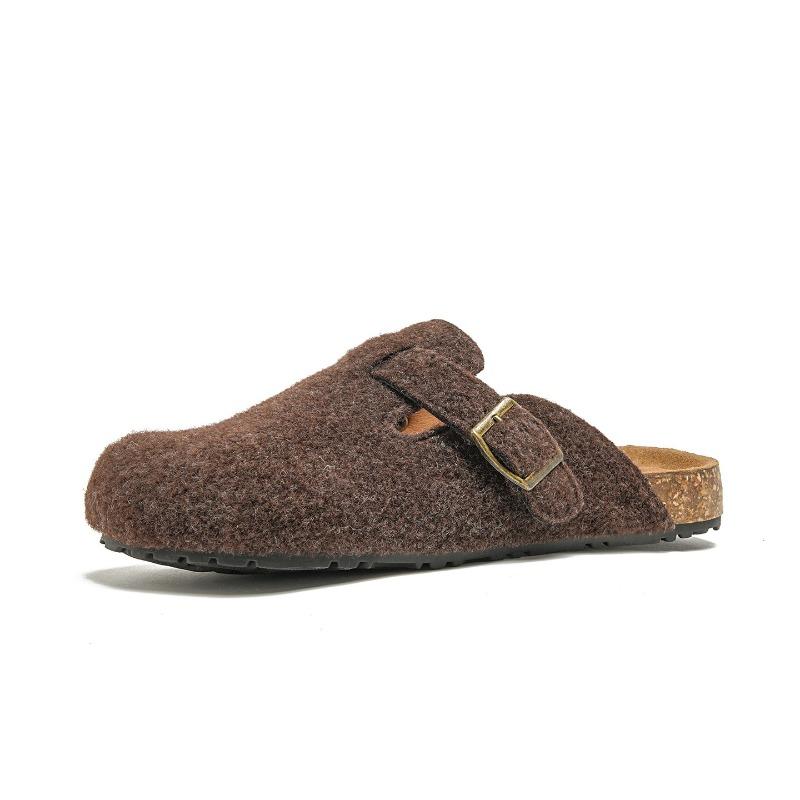 Ugly and cute retro woolen shoes increase in height, lazy bag head one-word buckle, women's casual thick bottom half drag