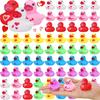 Chivao 200 Pcs Valentine Mini Rubber Ducks Bulk Valentines Day Party Favors Holiday Mini Tiny Ducks Heart Themed Duckies Squeaky Duckies for Class