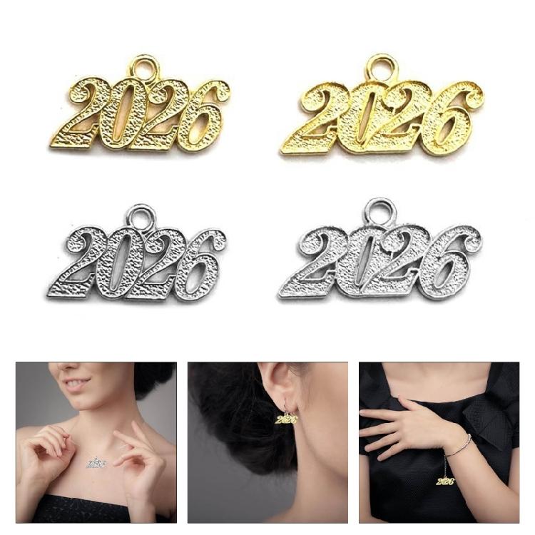 100Pieces Simple 2026 Year Number Charm Graduation Pendant For Unique Jewelry And Gift Crafting Project Decoration